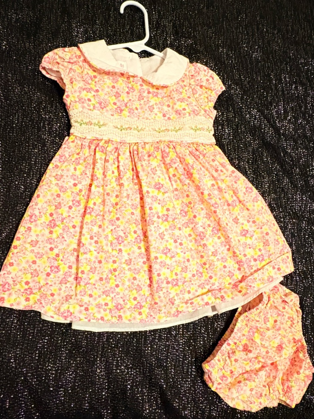 Pink Floral Baby Dress with Matching Bloomers